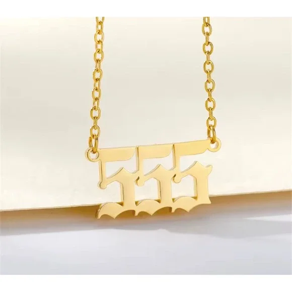 NWT SPIRITUAL YELLOW GOLD PLATED 555 ANGEL NUMBER NECKLACE, GIFT, PRESENT - Picture 5 of 13